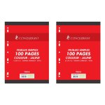 Conqu�rant lot de 2 feuillets mobiles 21x29, 7 cm 100 pages grands carreaux jaunes 80g