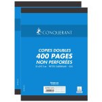 Conqurant lot de 2 paquets de 100 copies doubles (400 pages) a4 quadrill, 70 g non - perfor