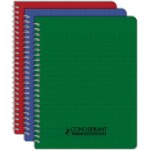 Conqurant lot de 3 cahier classique 17x22cm petits carreaux 100 pages, couleurs assortis
