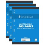 Conqurant lot de 3 copies doubles a4 seyes grands carreaux 70g 200 pages (50 copies)