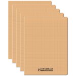 Conquerant lot de 5 cahiers conqu�rant polypro agraf� 24x32 cm 96p 90g grands carreaux abricot