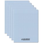 Conquerant lot de 5 cahiers conqu�rant polypro agraf� 24x32 cm 96p 90g grands carreaux bleu ciel