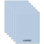 Conquerant lot de 6 cahiers conqu�rant polypro agraf� 24x32 cm 96p 90g grands carreaux bleu ciel