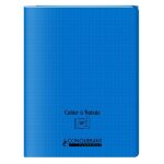 Conqu�rant cahier a rabat agraf� 24x32cm 96p 90g grands carreaux polypro bleu