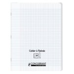 Conqu�rant cahier a rabat agraf� 24x32cm 96p 90g grands carreaux polypro incolore