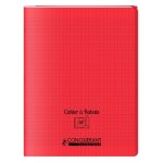 Conqu�rant cahier a rabat agraf� 24x32cm 96p 90g grands carreaux polypro rouge