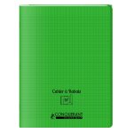 Conqu�rant cahier a rabat agraf� 24x32cm 96p 90g grands carreaux polypro vert