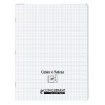 Conqu�rant cahier a rabat agraf� 24x32cm 96p 90g petits carreaux polypro incolore