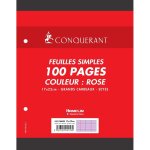 Conqu�rant feuillets mobiles 17x22cm 100p 80g rose