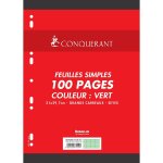 Conqu�rant sept lot de 2 feuillets mobiles a4 cm 100 pages 80g grands carreaux verts