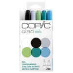 Copic marqueur ciao, kit de 6  sea  0, 000000 noir