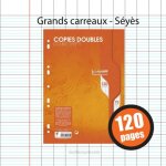 Copies doubles - a4 - grands carreaux - perfor�es - 120 feuilles - clairefontaine