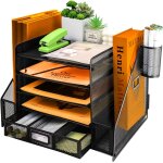 Corbeille a courrier a 5 niveaux avec porte - dossiers, organiseur de fichiers de bureau en maille mtallique ...