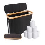 Corbeille a papier toilette pliable avec couvercle, support de rangement pour papier toilette noir