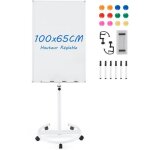 Costway tableau blanc magnétique 100x65cm - effaçable a sec - hauteur, angle réglable - 5 roues - trombones ... Costway tableau blanc magnétique 100x65cm - effaçable a sec - hauteur, angle réglable - 5 roues - trombones ...