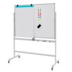 Costway tableau blanc magntique rversible 360 90x120cm avec 4 roulettes 2 hauteur rglable effaable ...