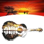 Coucher de soleil en m�tal de guitare art mural d�coration murale abstraite en m�tal de guitare guitariste ...
