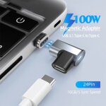 Coude magntique 24 broches, adaptateur usb c 3. 1 100w, charge rapide, convertisseur de donnes magntique, ...