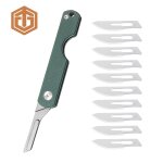 Couteau pliant en fibre de carbone avec manche en alliage de titane, scalpel portable, cl, pendentif, ...