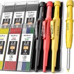 Cp3000 crayon chantier, 3 porte mine avec 57 recharges, crayon charpentier robustes pour le travail du ...