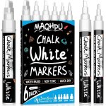 Craie pour tableau noir, lot de 6 feutre craie vitre effacable blanche pour fentres et tableau noir, ...