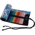 Crayon art set, trousse avec 48 crayon de couleur, sac de rangement enroulable a la main pour crayon ...