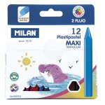 Crayon de cire plastipastel maxi triangulaires avec 2 couleurs fluo 12 pi�ces