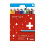 Crayons de couleur - 18 couleurs - caran d'ache - swisscolor - aquarellables Crayons de couleur - 18 couleurs - caran d'ache - swisscolor - aquarellables