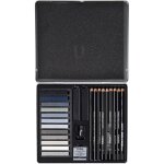 Crayons esquisse - pastels - tons gris - beaux - arts - bote mtal - 25 pices - lyra