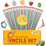 Crayons flexibles premium i lot de 25 crayons, 5 gommes et 1 taille - crayon i affaire scolaire, rentree ... Crayons flexibles premium i lot de 25 crayons, 5 gommes et 1 taille - crayon i affaire scolaire, rentree ...