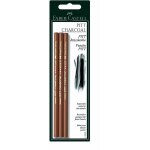 Crayons fusain - sec - noir intense - tendre, moyen, dur - faber - castell - 3 pi�ces