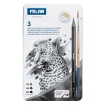 Crayons graphite - aquarelle - hb, 4b et 8b - accessoires - bo�te m�tal - milan