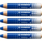 Crayon marqueur - lot x 5 crayons ardoises et tableaux blancs, crayon large a mine xxl, effa�able - bleu ...