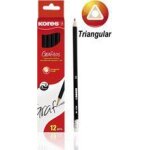 Crayons de papier hb grafitos, triangulaire, dans un etui de 12