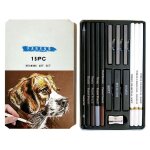 Crayons pastel h & b en bois naturel, 15 pi�ces, ensemble de crayons de couleur au charbon blanc, pour ...