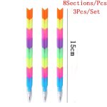 Crayons scolaires cratifs a 7 / 8 noeuds, noyau d'pissure remplaable, arc - en - ciel, gourde confits, ...