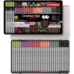 Creative tips - feutre dessin - bote mtal x 30 stylos de calligraphie a pointe assorties 0. 2; 0. 4; ...