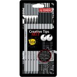 Creative tips - feutre dessin - etui carton x 10 stylos de calligraphie a pointe assorties 0. 2; 0. 4; ...