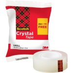 Crystal ruban adh�sif transparent, 1 rouleau, 19 mm x 25 m + 8 m gratuits ruban adh�sif transparent a ...