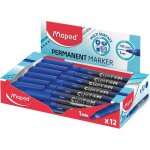 Custom - marqueur permanent fin boite de 12 - bleu - pointe fine 2mm - multi surface