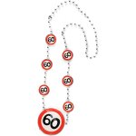 Decoration anniversaire 60 ans collier panneau de signalisation rouge / blanc - dcoration e pour 60 ...