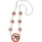 Decoration anniversaire 70 ans collier panneau de signalisation rouge / blanc - d�coration e pour 70 ...