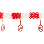 Decoration anniversaire 80 ans guirlande panneau de signalisation rouge / blanc - dcoration e pour 80 ...