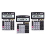 Deli lot de 3 calculatrices bureau m�tal 14 chiffres 150 contr�les