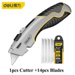 Deli rapduty utility knife box cutter, corps en alliage de zinc, poignée en caoutchouc, rétractable, ... Deli rapduty utility knife box cutter, corps en alliage de zinc, poignée en caoutchouc, rétractable, ...