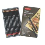 Derwent boîte de 12 crayons fusains teintés Derwent boîte de 12 crayons fusains teintés