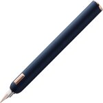 Dialog cc 081 stylo plume en finition laque bleu mat avec mcanisme rotatif, plume bicolore or rose ...
