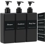 Distributeur gel douche, 500ml 3 pices flacon pompe rechargeable, bouteilles de shampooing et gel douche ...