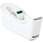 Distributeur de ruban adhsif (blanc) + 1 rouleau de ruban magic 19mm x 33m - support pour ruban adhsif ...