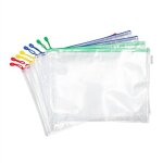 Djois lot de 8 pochettes de rangement zipper a3 - pvc renforc�
